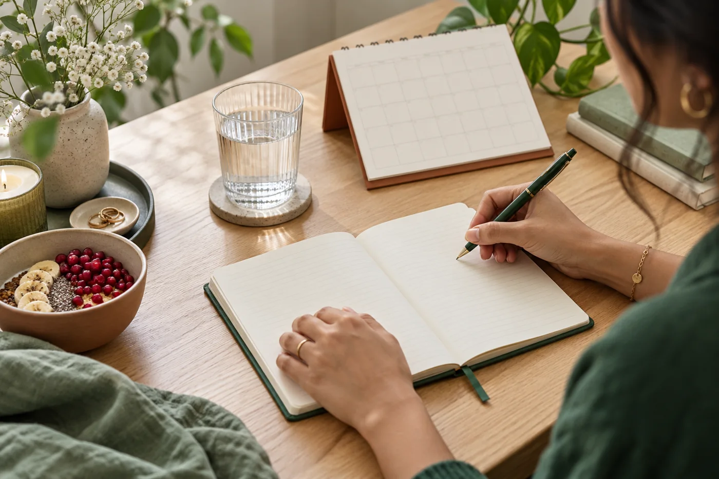 A health journal and calendar for recording symptoms and questions